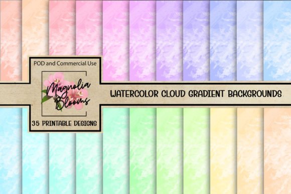 35 Pastel Cloud Watercolor Backgrounds