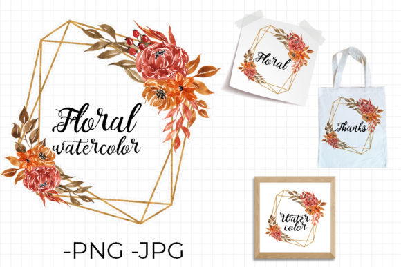 Autumn Frame Floral Watercolor