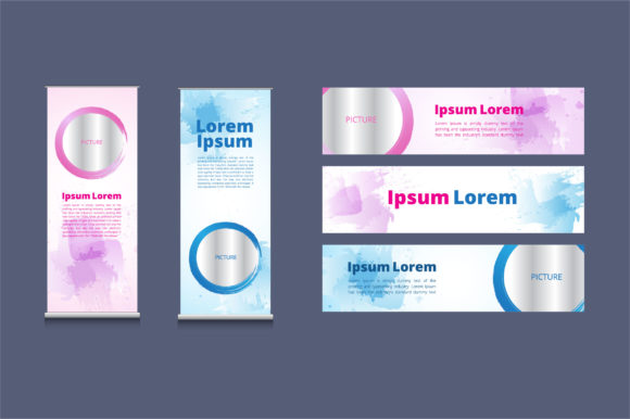 Banner Roll Up Brush Watercolor for Print Templates