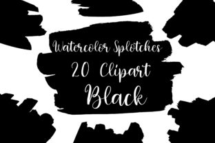 Black Watercolor Splotches Clipart