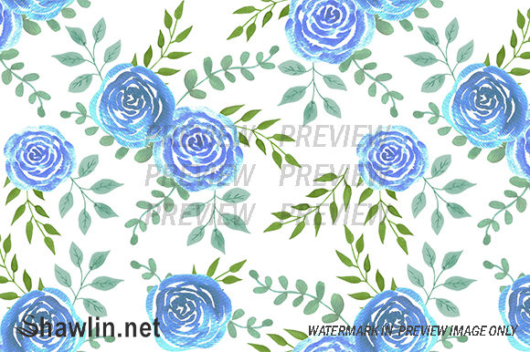 Blue Watercolor Roses
