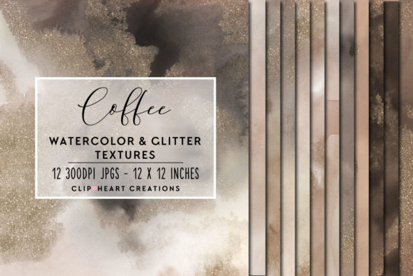Coffee Glitter Watercolor Digital Papers