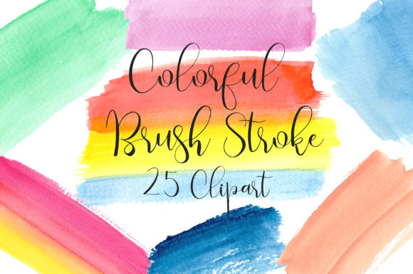 Colorful Watercolor Brush Stroke Clipart for Crafts