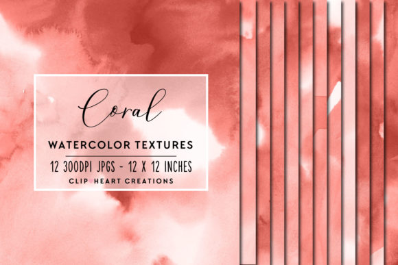 Coral Watercolor Digital Papers & Backgrounds