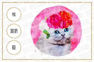Cute Watercolor Kitty Sublimation Design for Crafts