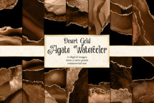 Desert Gold Agate Watercolor Borders and Textures