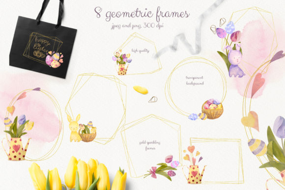 Easter Time: 8 Watercolor Egg Frames for Decorative Elements