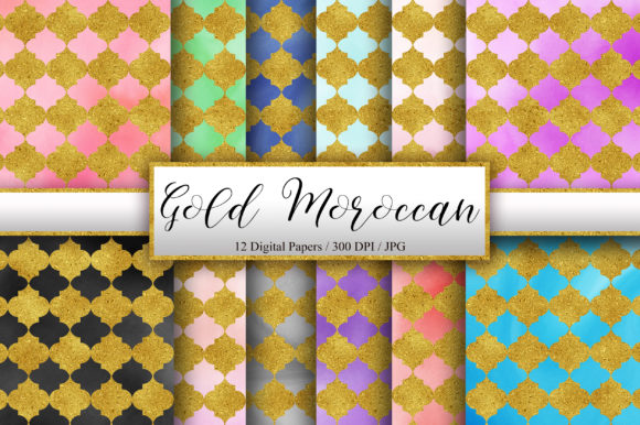Gold Moroccan Watercolor Background Patterns