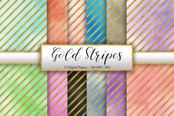 Gold Stripes Watercolor Background and Backgrounds