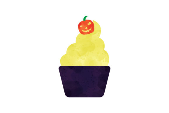 Halloween Watercolor Icon Cupcake: Perfect for Icons & Crafts