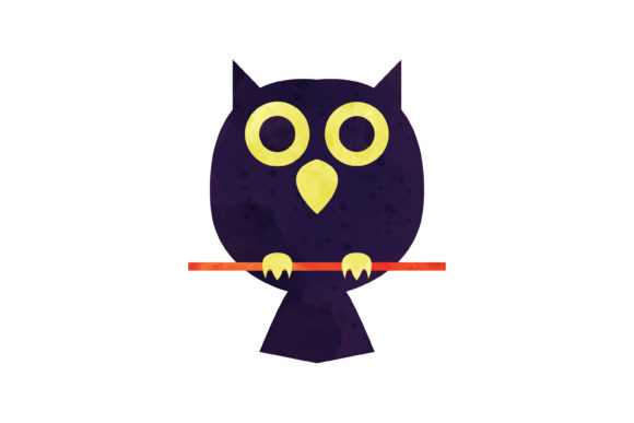 Halloween Watercolor Icon Owl: Perfect Icons for Crafts