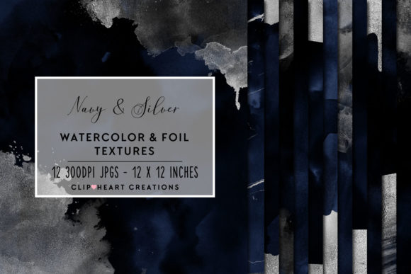Navy Silver Watercolor and Backgrounds