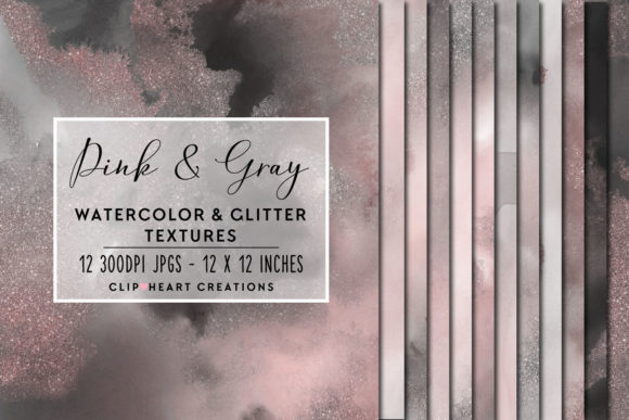 Pink Gray Glitter Watercolor Digital P Backgrounds