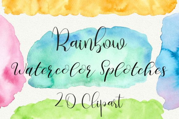 Rainbow Watercolor Splotches Clip Art & Crafts