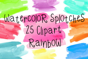 Rainbow Watercolor Splotches Clipart & Textures