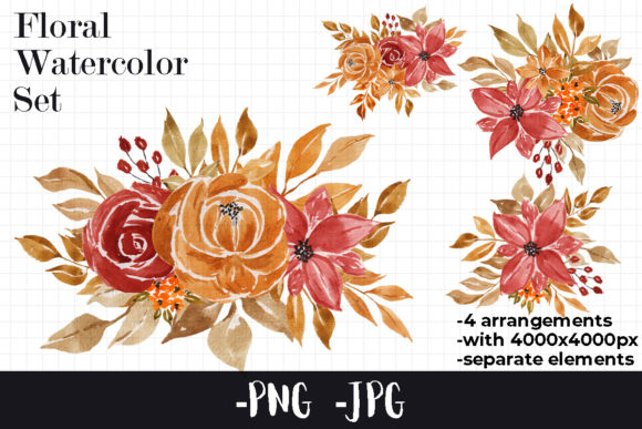 Review: Watercolor Autumn Floral Bouquet 4 for Fall Projects