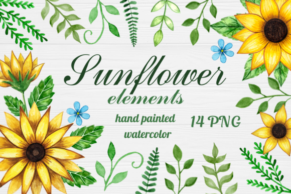 Review: Watercolor Sunflower Elements Clipart for Embroidery