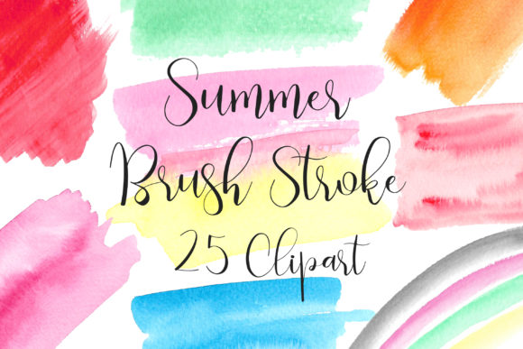 Summer Watercolor Brush Stroke Clip Art for Crafts