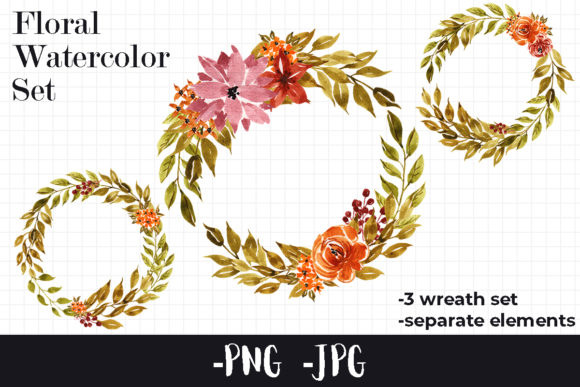 Watercolor Autumn Floral Bouquet for Crafts