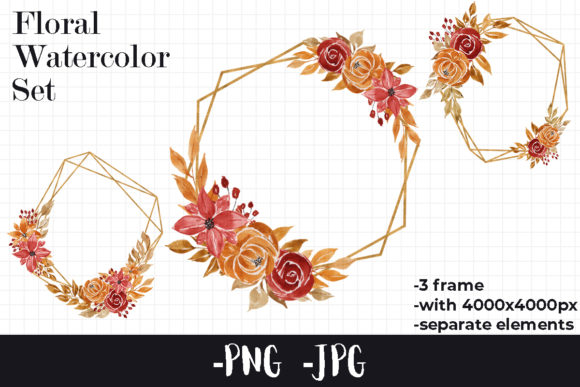 Watercolor Autumnal Floral Frame 4 for Crafts