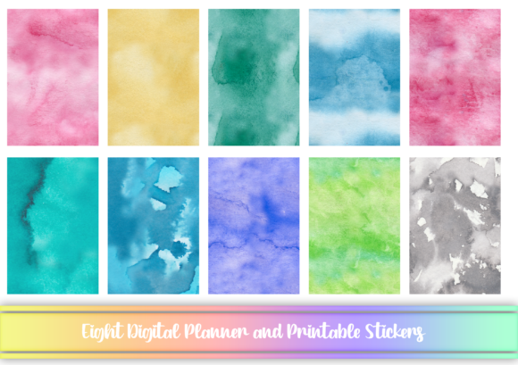 Watercolor Digital N Printable Stickers for Crafts