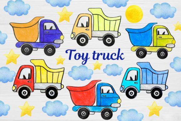 Watercolor Dump Truck Clipart for Crafts