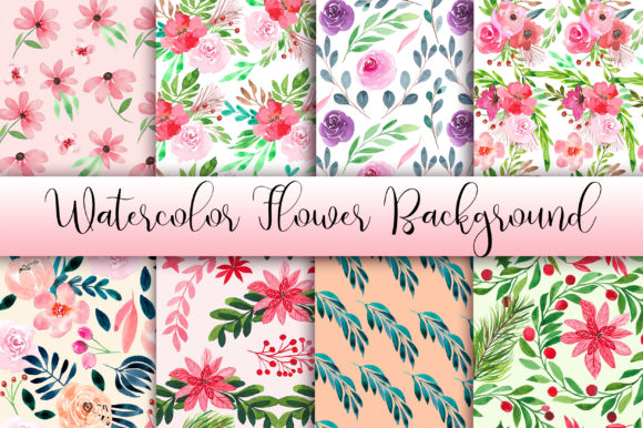 Watercolor Flower Background and Patterns