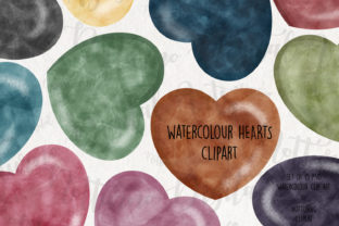 Watercolor Hearts Labels Clipart for Crafts