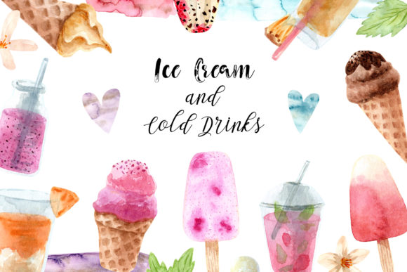Watercolor Ice Cream and Cold Drinks Crafts