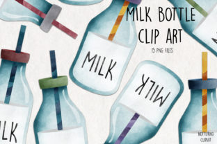 Watercolor Milk Bottle Clipart for Crafts