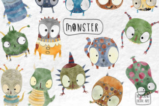 Watercolor Monster Clipart for Crafts Projects