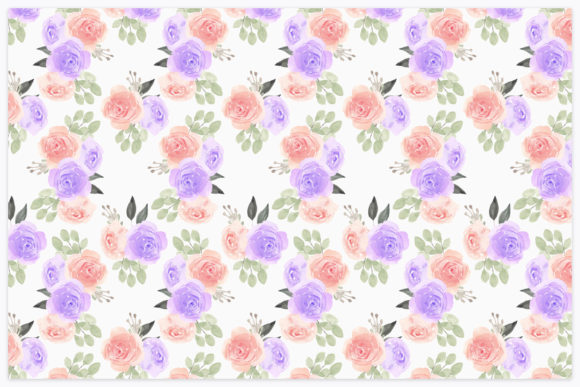 Watercolor Rose Flower Seamless Pattern and Patterns