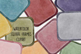 Watercolor Square Label Clipart & Crafts