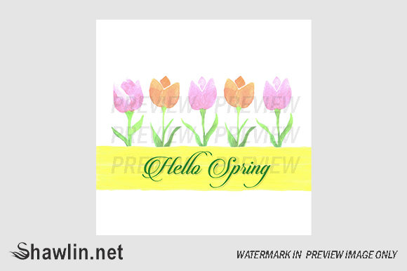 Watercolor Tulip Banner for Web Elements