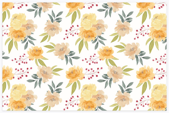 Watercolor Yellow Rose Flower Pattern and Patterns